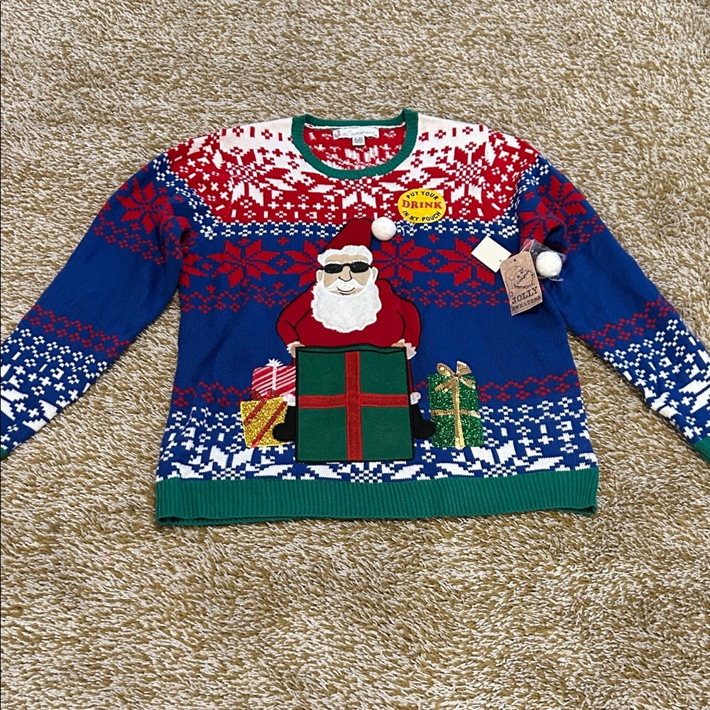 Festive Santa Sweater in Red and Blue
